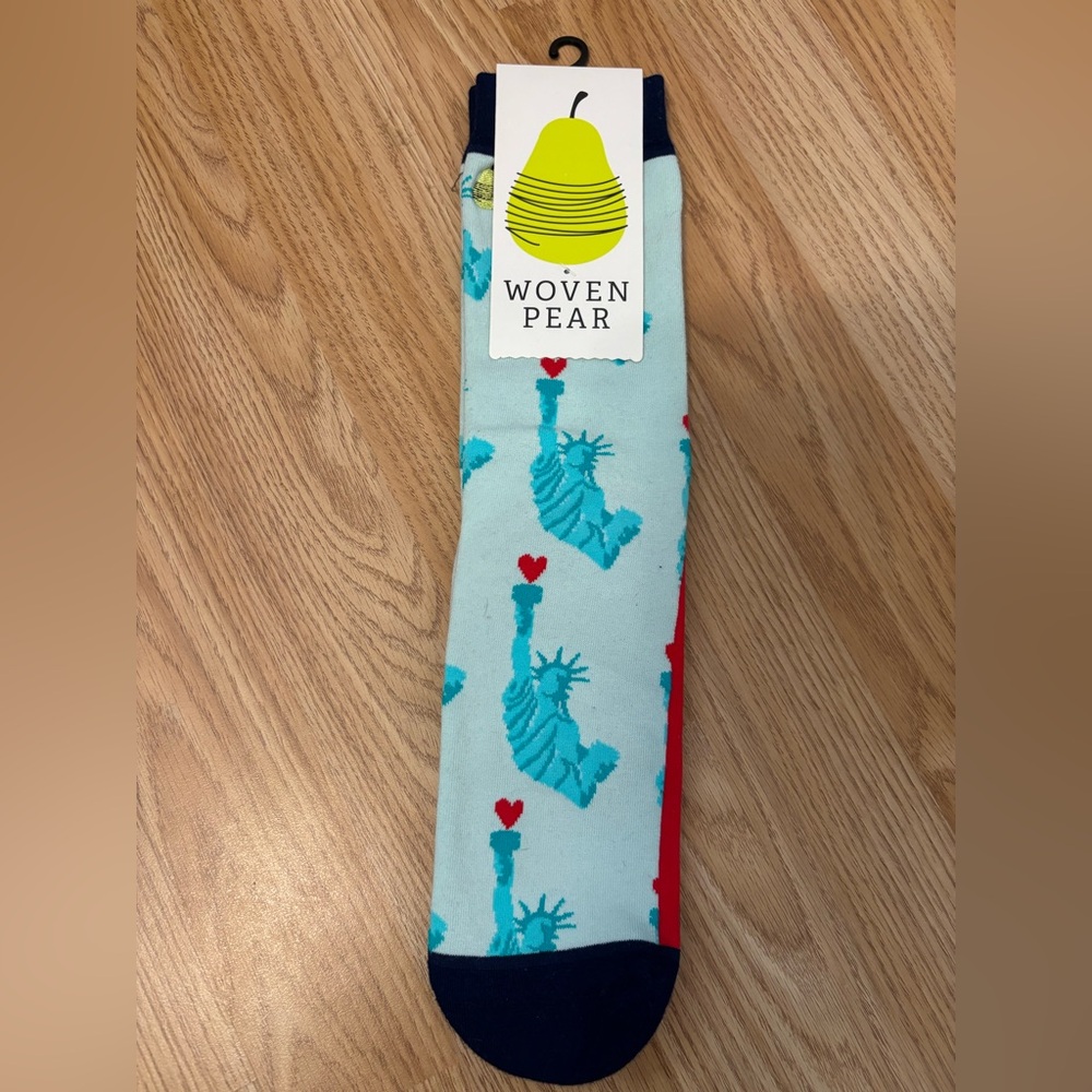 Blue and Red Women’s Socks from Woven Pear fits women side 6-12